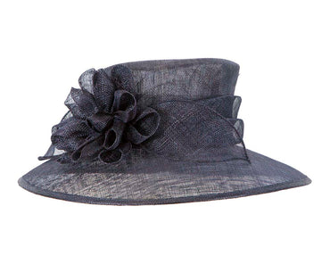 Large navy sinamay racing hat