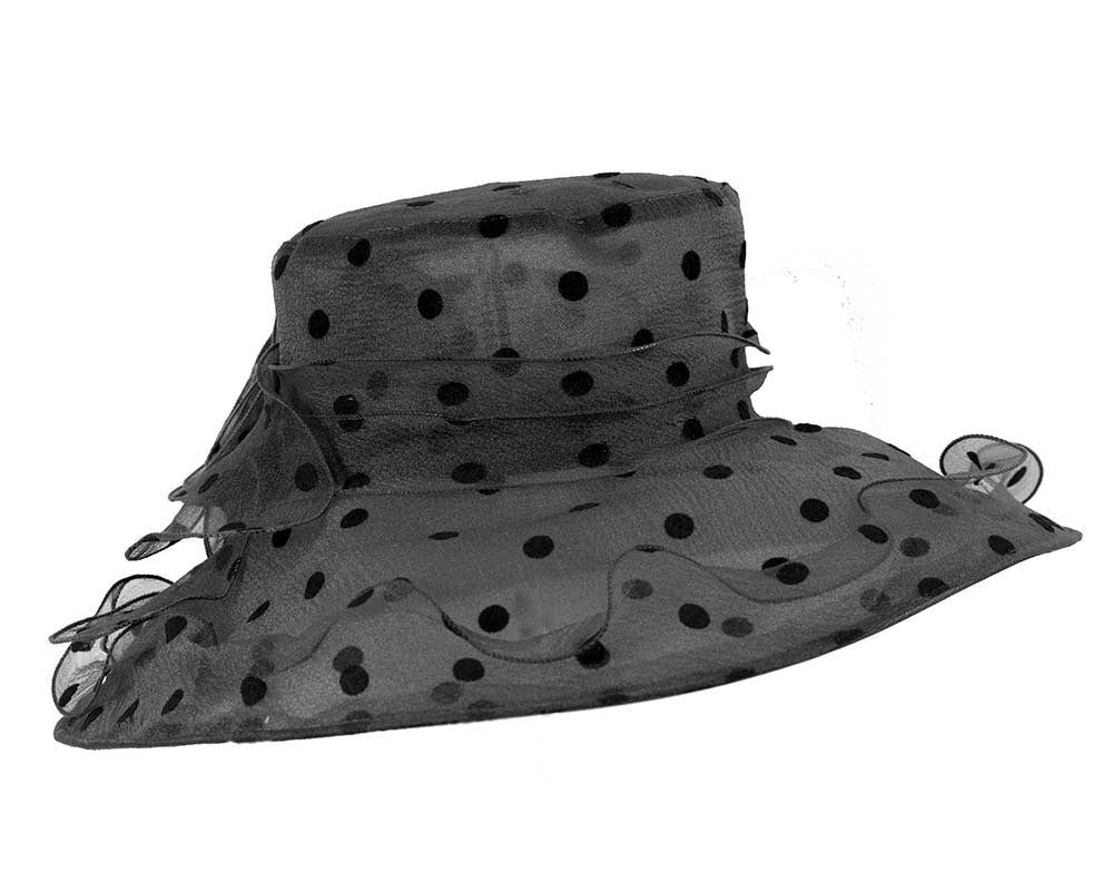Large Black Organza Racing Hat-4