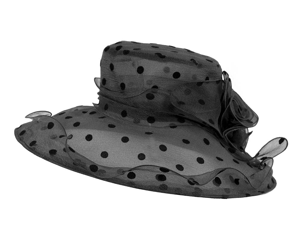 Large Black Organza Racing Hat-3