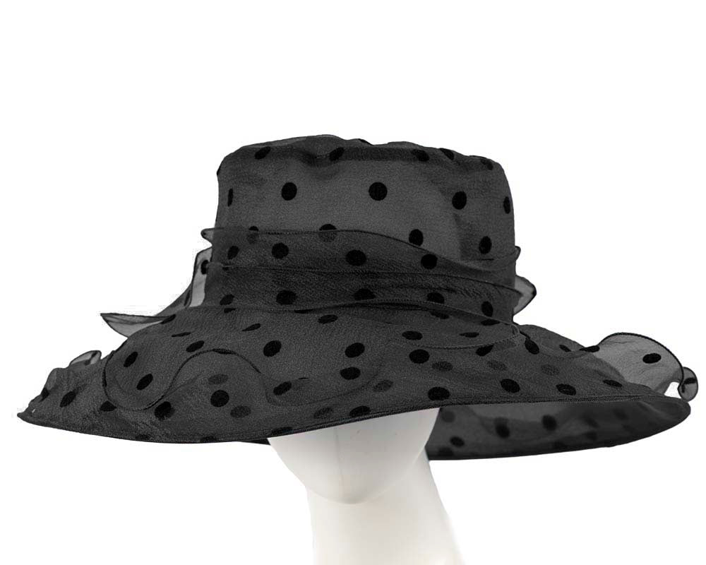 Large Black Organza Racing Hat-1