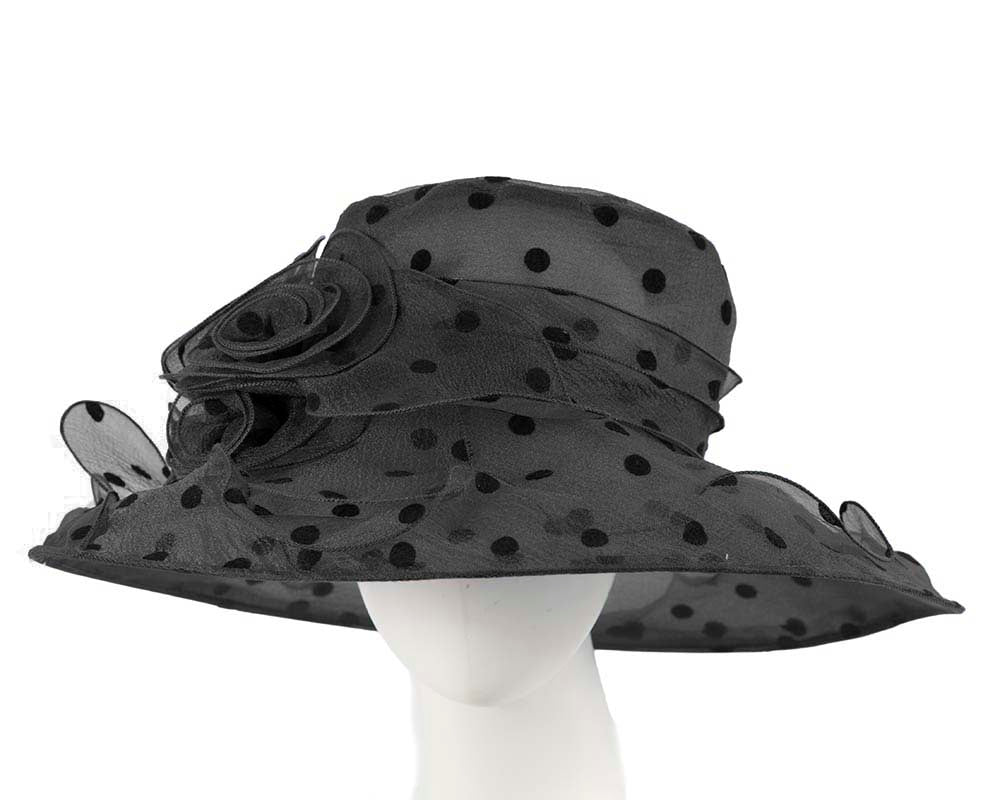Large Black Organza Racing Hat-0