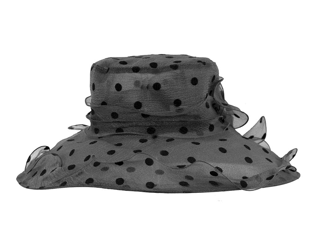 Large Black Organza Racing Hat-2