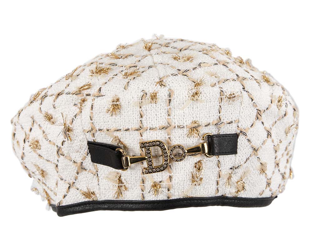 White and Gold winter beret by Max Alexander