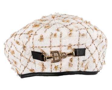 White and Gold winter beret by Max Alexander