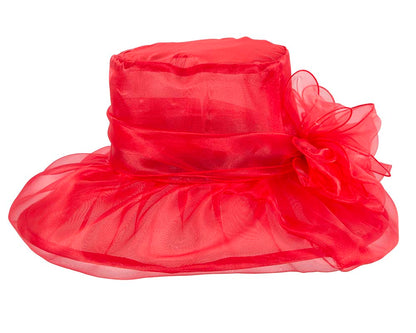 Large Red Organza Racing Hat