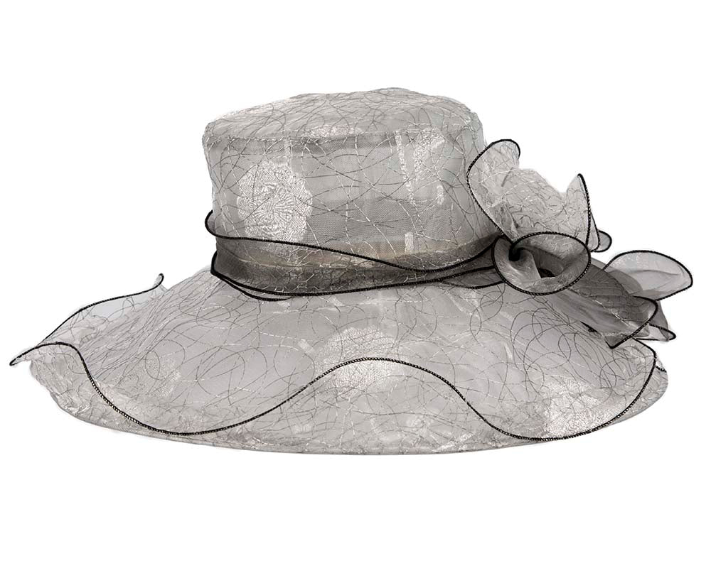 Large Silver Organza Racing Hat SP504S-2