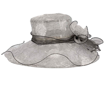 Large Silver Organza Racing Hat SP504S-2