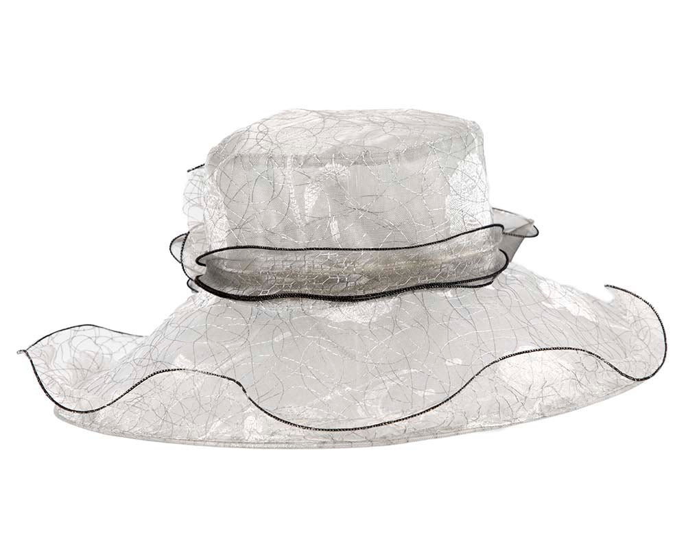 Large Silver Organza Racing Hat SP504S-1