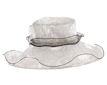 Large Silver Organza Racing Hat SP504S-1