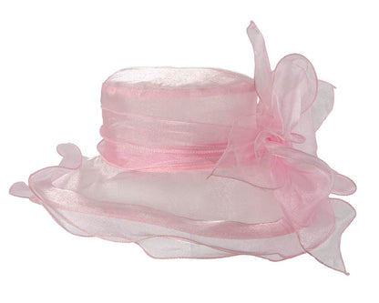 Large Pink Organza Racing Hat with bow-2
