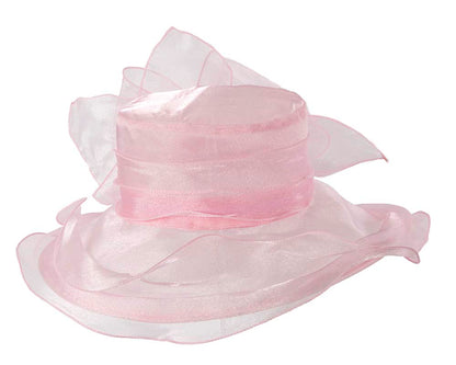 Large Pink Organza Racing Hat with bow-1