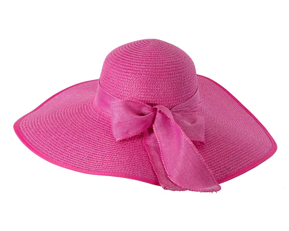 Fuchsia wide brimmed ladies summer beach hat