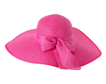 Fuchsia wide brimmed ladies summer beach hat