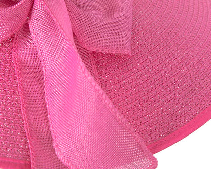 Fuchsia wide brimmed ladies summer beach hat