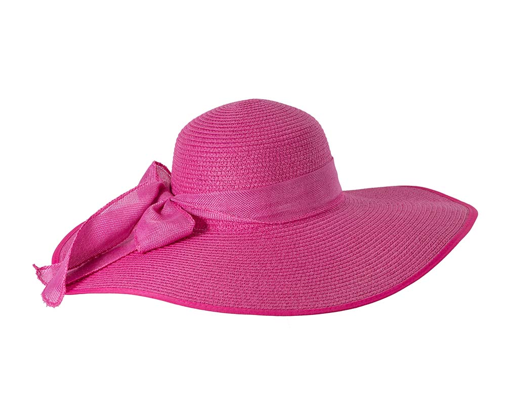 Fuchsia wide brimmed ladies summer beach hat