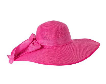 Fuchsia wide brimmed ladies summer beach hat