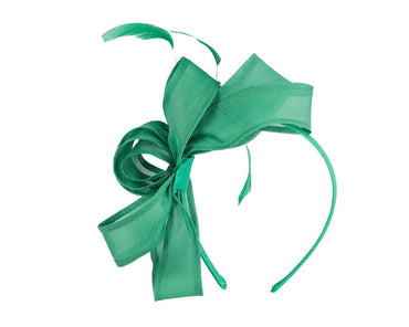 Green organza fascinator by Max Alexander