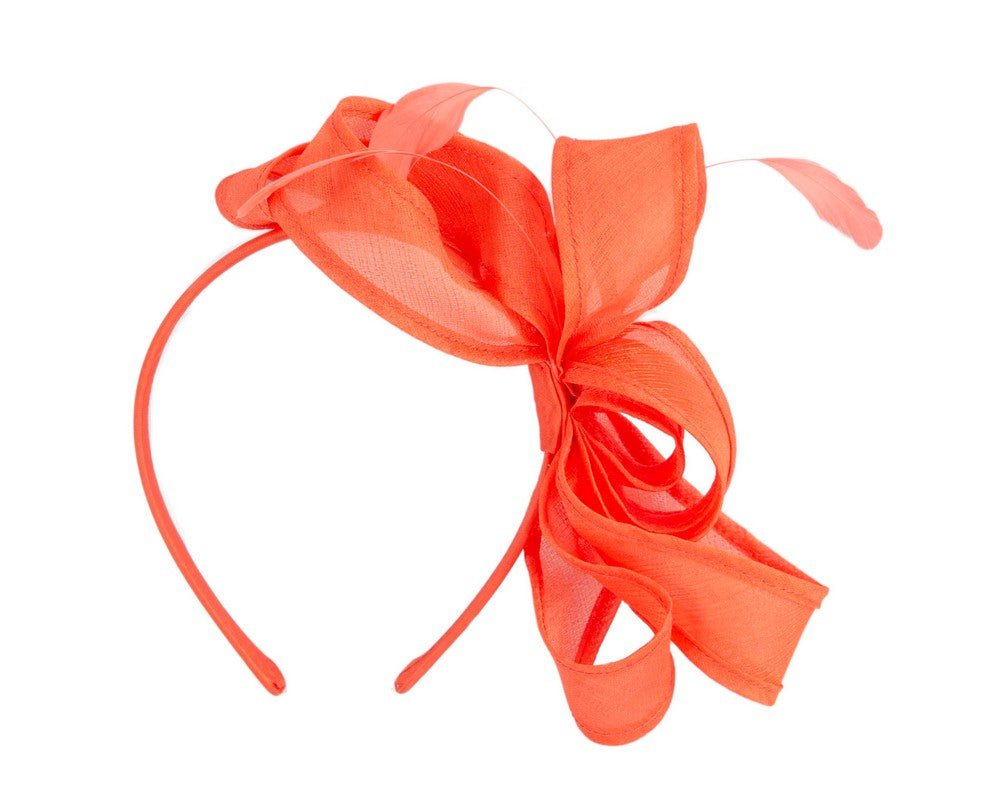 Orange organza fascinator by Max Alexander