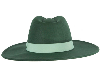 Green wide brim fedora hat