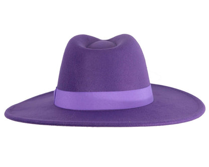 Purple wide brim fedora hat-5
