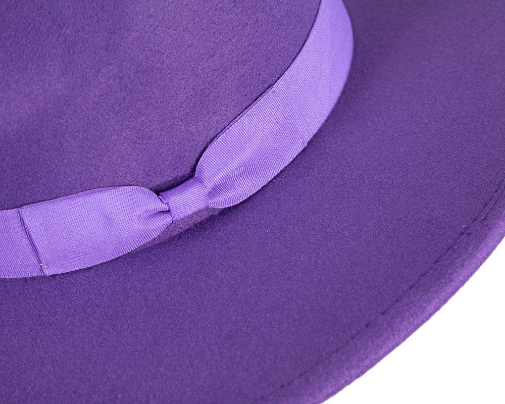 Purple wide brim fedora hat-4