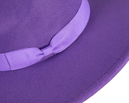 Purple wide brim fedora hat-4