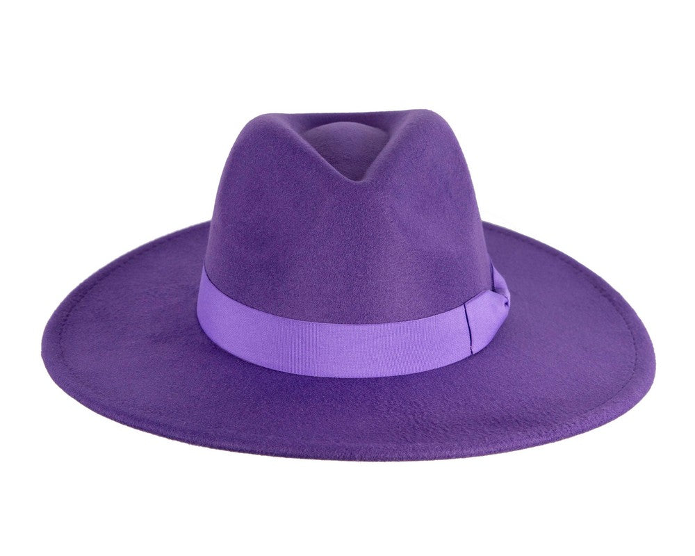 Purple wide brim fedora hat-3