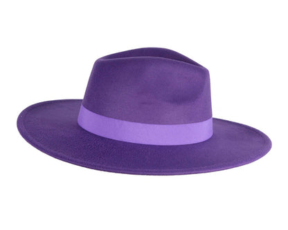 Purple wide brim fedora hat-2