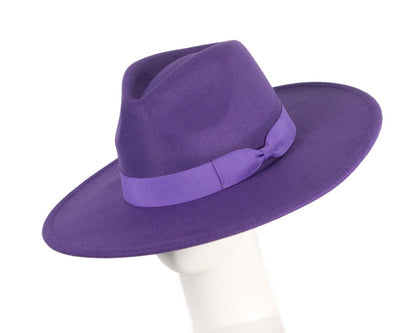 Purple wide brim fedora hat-0