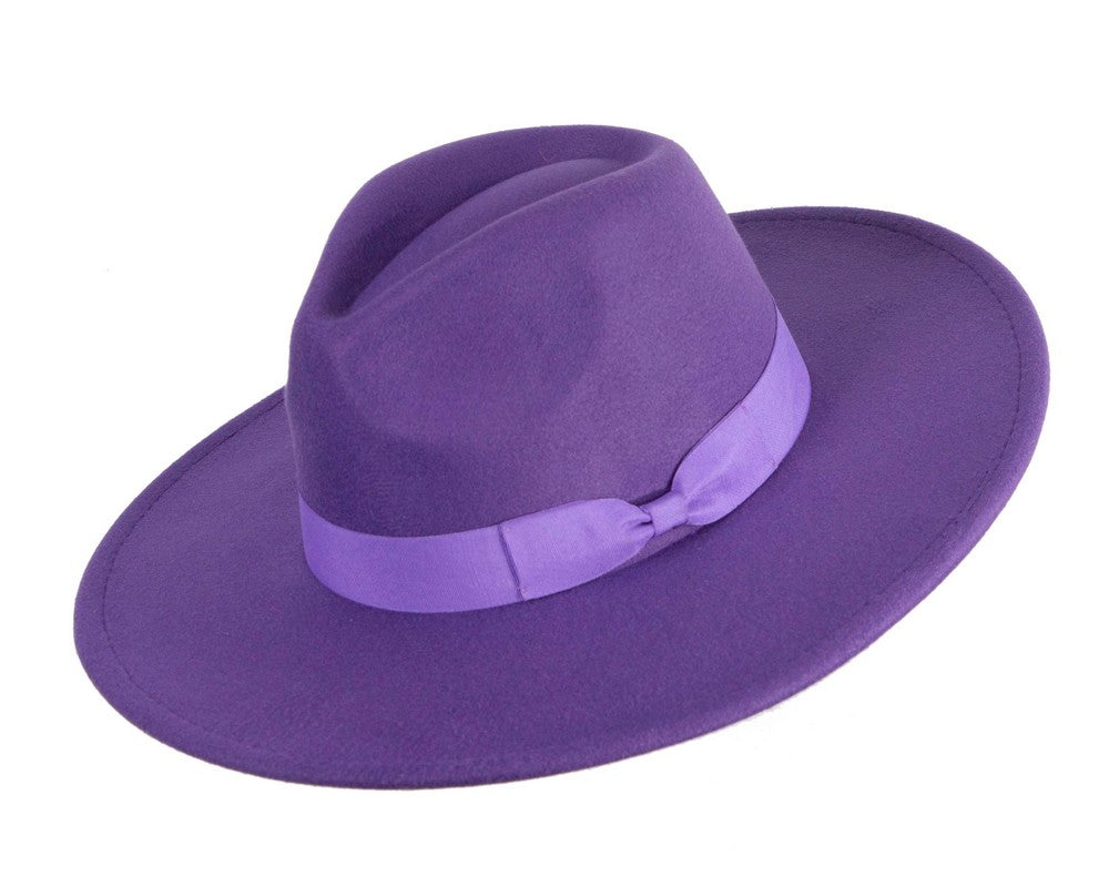 Purple wide brim fedora hat-1