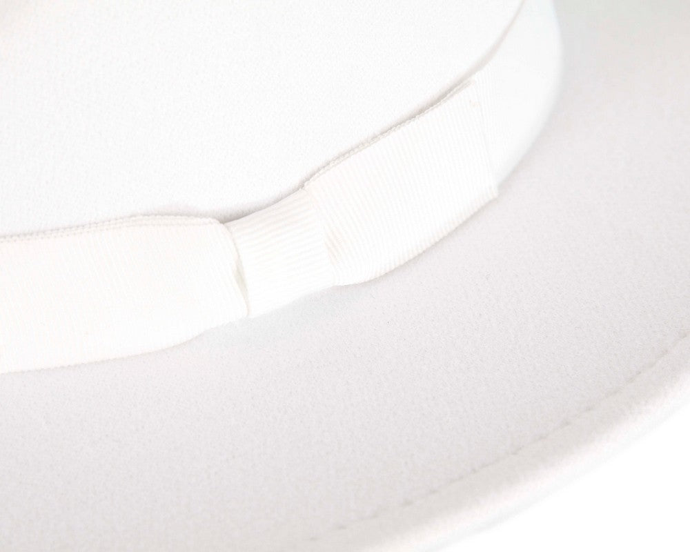 White wide brim fedora hat-4