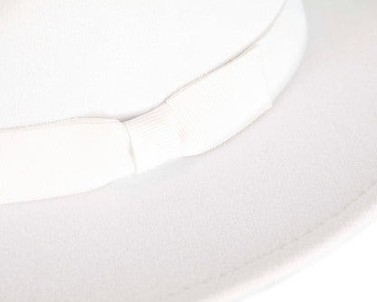 White wide brim fedora hat-4
