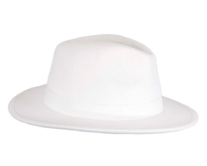 White wide brim fedora hat-2