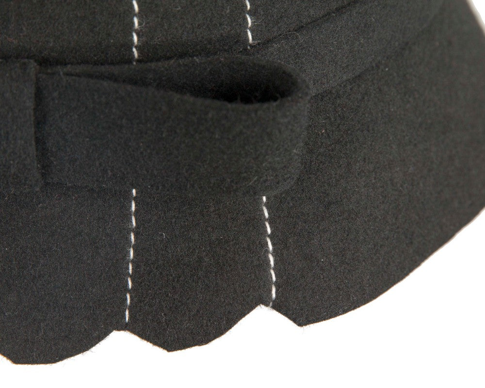 Black felt cloche hat by Max Alexander