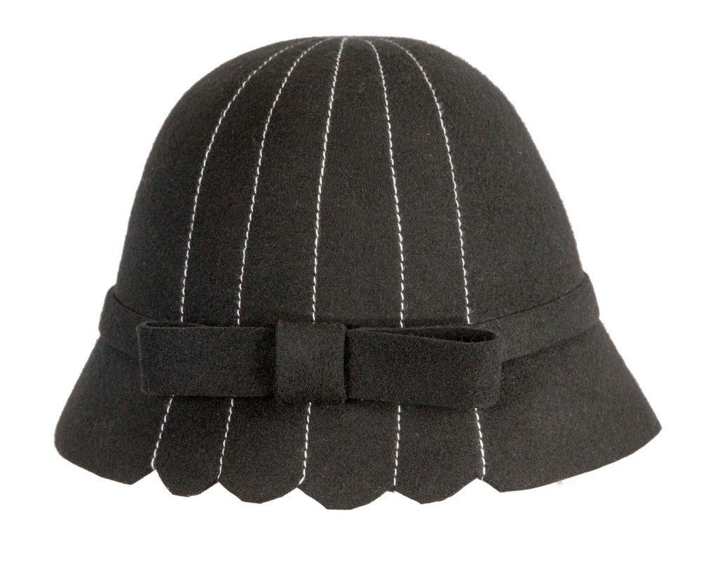 Black felt cloche hat by Max Alexander