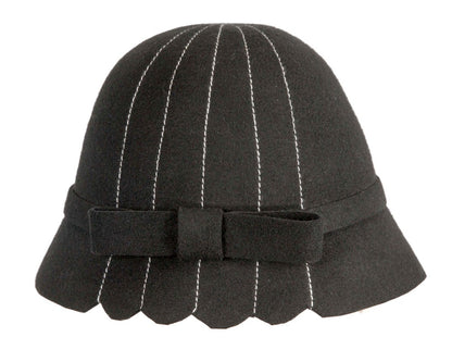 Black felt cloche hat by Max Alexander