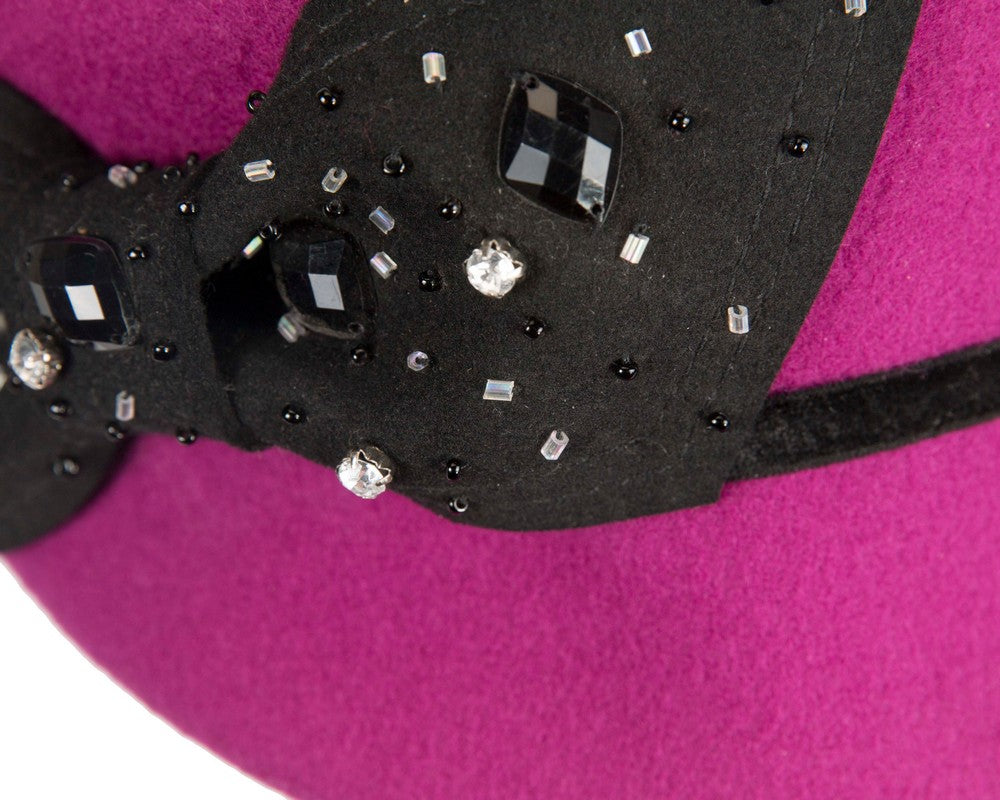 Fuchsia felt ladies hat by Max Alexander-4