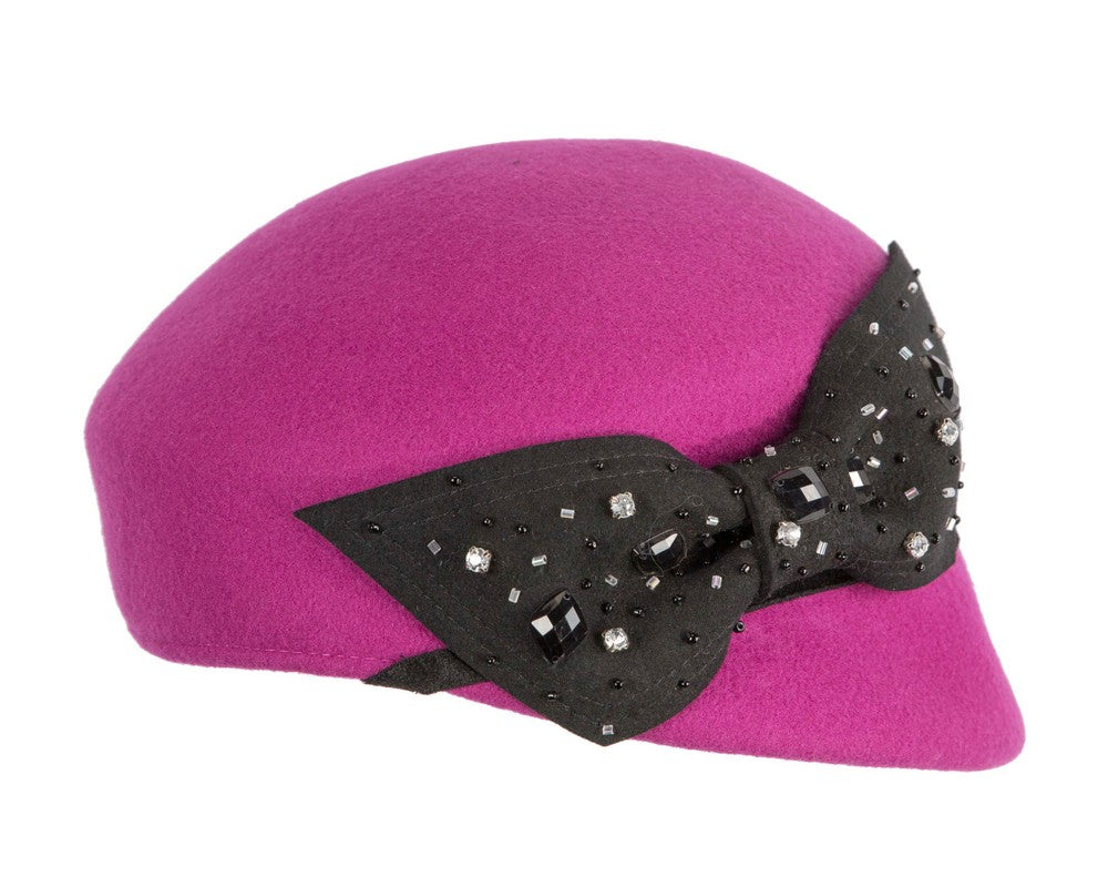 Fuchsia felt ladies hat by Max Alexander-3