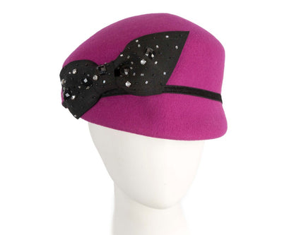 Fuchsia felt ladies hat by Max Alexander-0