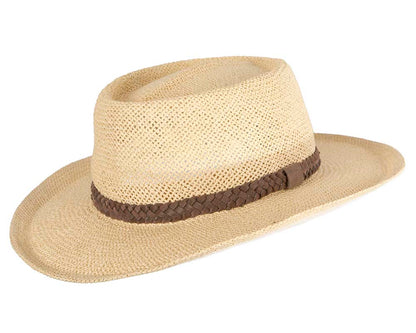 Wide brim beige squatter hat-1