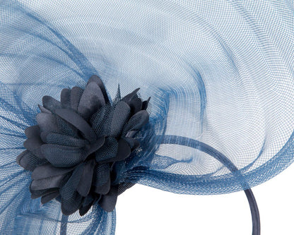 Navy crinoline and flower fascinator-2