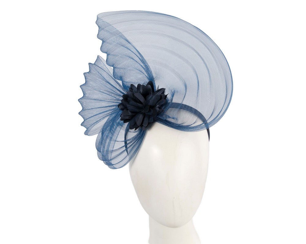 Navy crinoline and flower fascinator-0