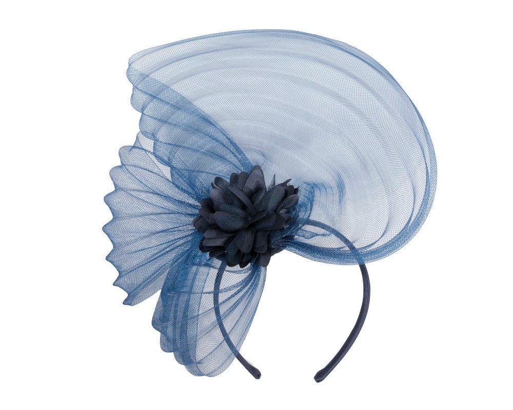 Navy crinoline and flower fascinator-1