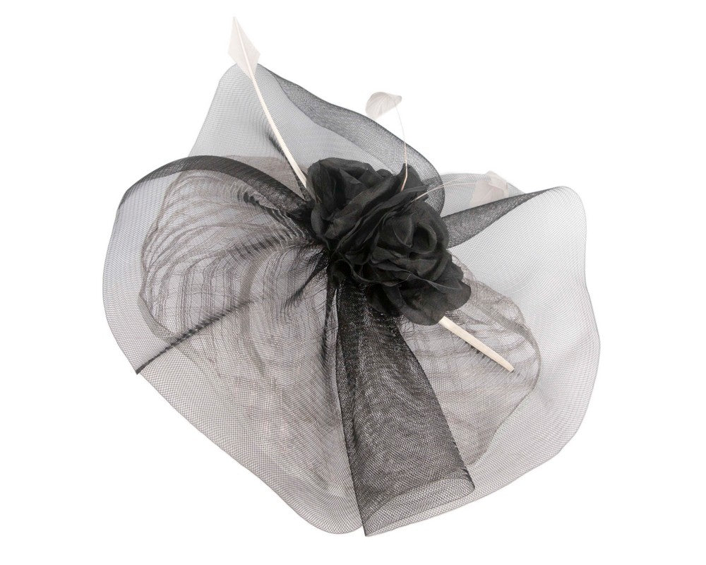 Large silver and black fascinator-1