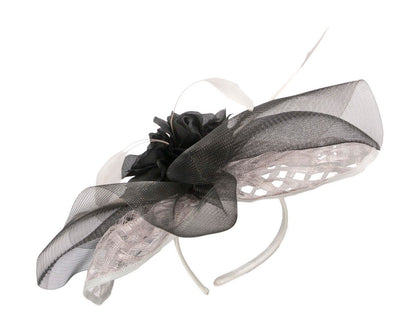 Large silver and black fascinator-3