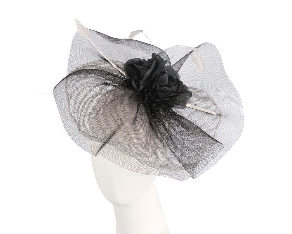 Large silver and black fascinator-0