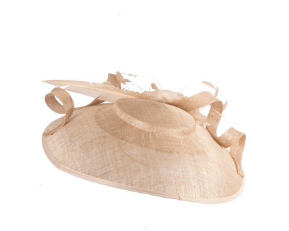 Large nude sinamay fascinator by Max Alexander