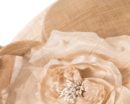 Large nude sinamay fascinator by Max Alexander