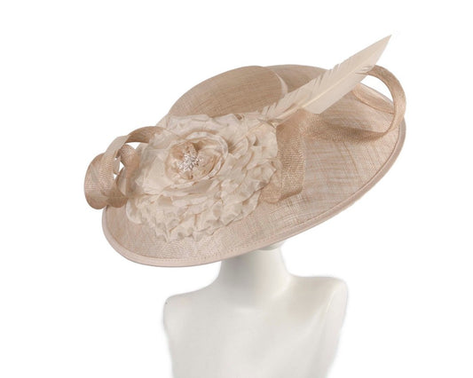 Large nude sinamay fascinator by Max Alexander