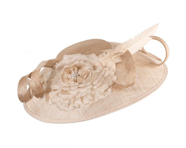 Large nude sinamay fascinator by Max Alexander